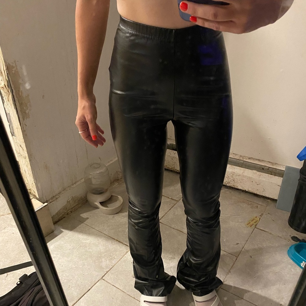 Pretty little thing size 2 fake leather ruched pants new with tags